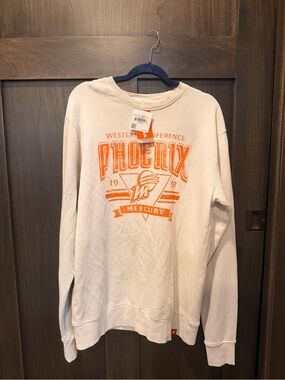 Phoenix Mercury White Crewneck Sweatshirt with Orange Logo